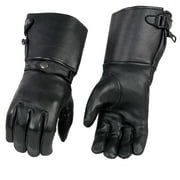 Milwaukee Leather SH857 Men's Long Cuff Thermal Lined USA Deerskin Black Leather Gauntlet Motorcycle Gloves Medium