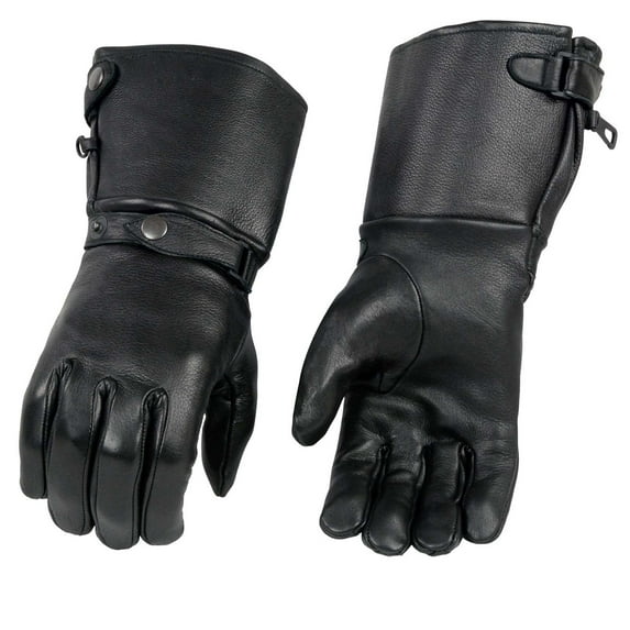 Milwaukee Leather SH857 Men's Long Cuff Thermal Lined USA Deerskin Black Leather Gauntlet Motorcycle Gloves Medium