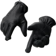 Milwaukee Leather SH866 Men's Thermal Lined USA Deerskin Leather Black Motorcycle Gloves w/ Zipper Closure X-Small