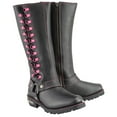 thumbnail image 1 of Milwaukee Leather Women's Black 14-inch Leather Harness Motorcycle Boots with Fuchsia Accent Lacing MBL9367 5, 1 of 10