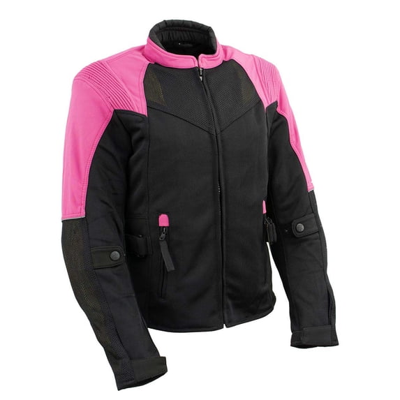 Milwaukee Leather Women's Be Cool Black/Fuchsia Textile Motorcycle Jacket w/ CE Armor - MPL22702 Small