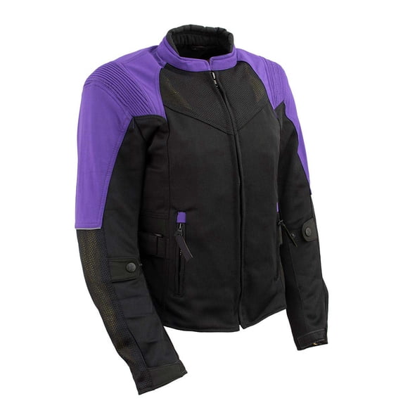 Milwaukee Leather Women's Be Cool Black/Purple Textile Motorcycle Jacket w/ CE Armor - MPL22701 3X-Large