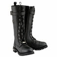 thumbnail image 1 of Milwaukee Leather Women's Black 14-inch Lace-Up High-Rise Leather Biker Rider Boots with Calf Buckle MBL9355 5.5, 1 of 10