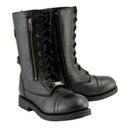 Milwaukee Leather Women's Graze Black Leather Lace-Up Motorcycle Boots with Zipper Pocket MBL9369 5.5