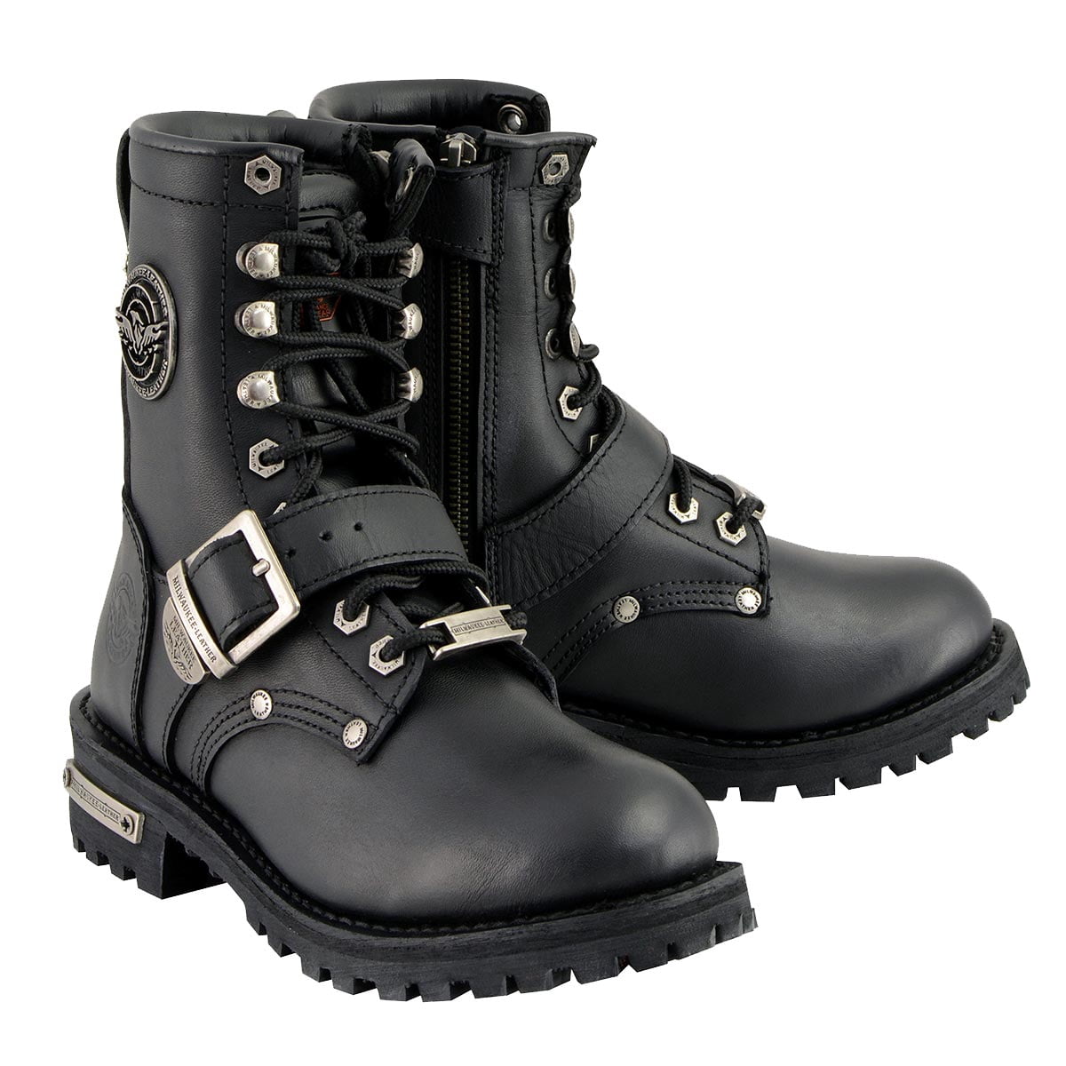 Milwaukee Leather Women's Motorcycle Boots - Black Lace-Up Leather Riding Boots With Harness Ring - View #13