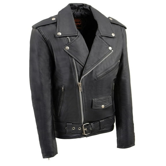 Milwaukee Leather Youth Size Classic Style Black Police Biker Leather Jacket LKY1950 30