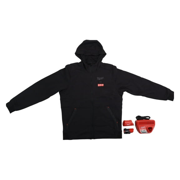 Milwaukee M12 12-Volt Black Medium Heated Hoodie with 2.0Ah Battery & Charger