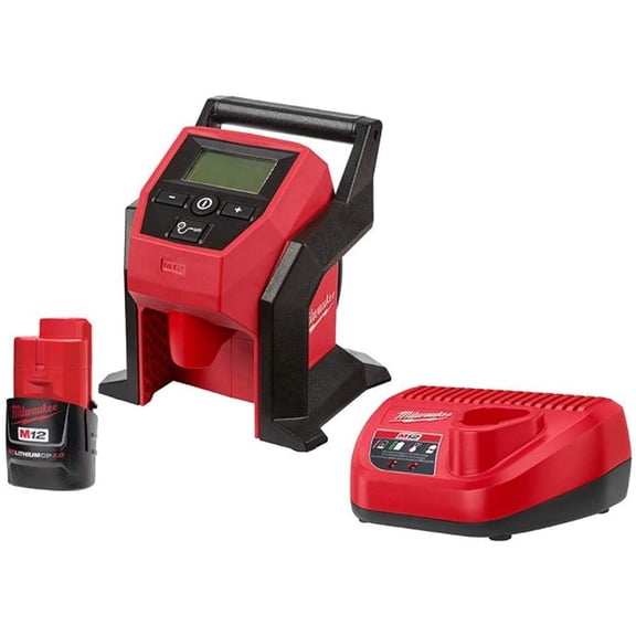 Milwaukee M12 12-Volt Lithium-Ion Cordless Compact Inflator with 2.0 Ah Battery and Charger