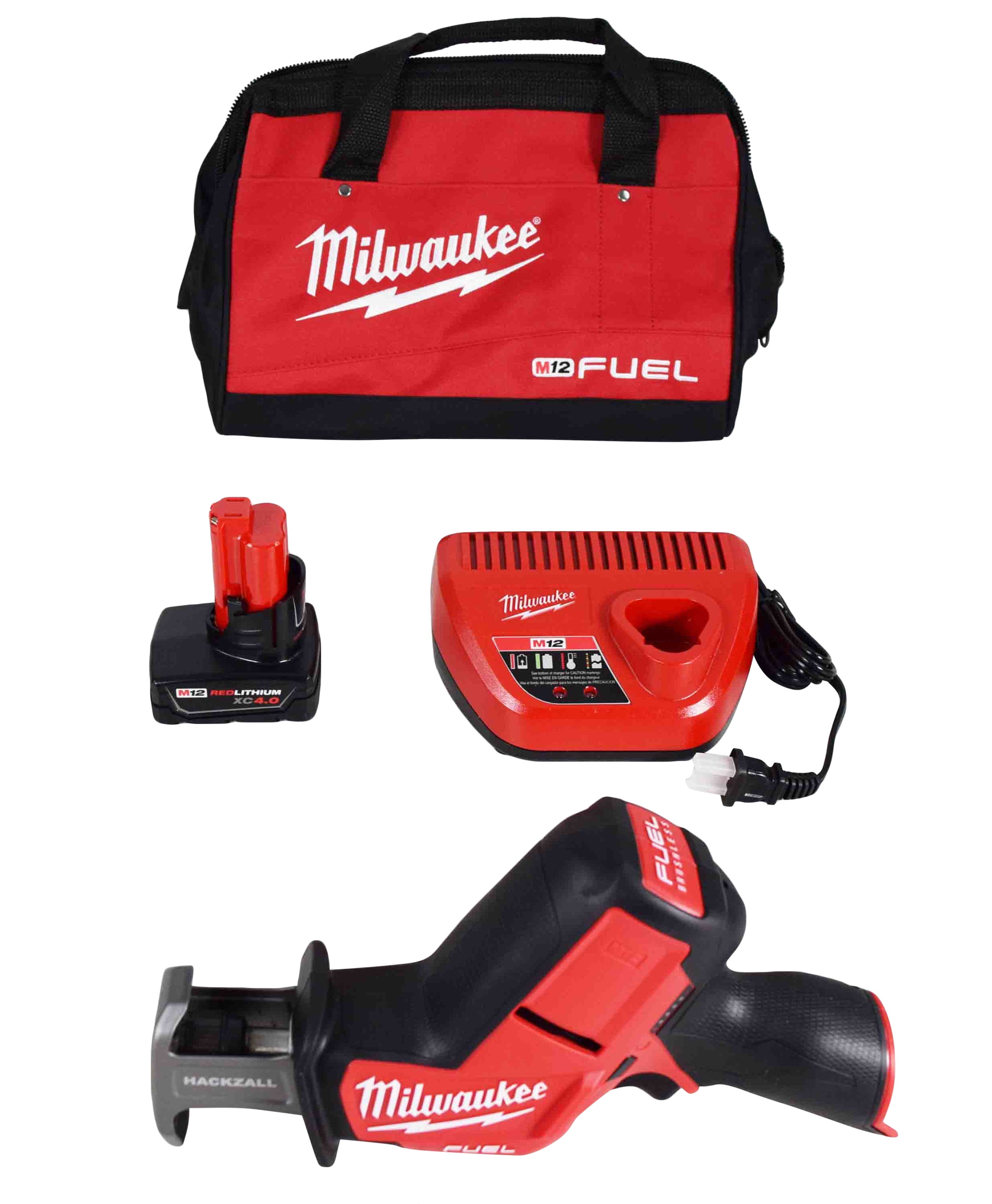 Milwaukee M12 Fuel 12V Brushless Hackzall Reciprocating Saw Kit 2520-21XC with 4Ah Battery & Charger