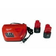 thumbnail image 1 of Milwaukee M12 Redlithium 12V 2Ah Battery 48-11-2420 - Two Pack with Charger, 1 of 4
