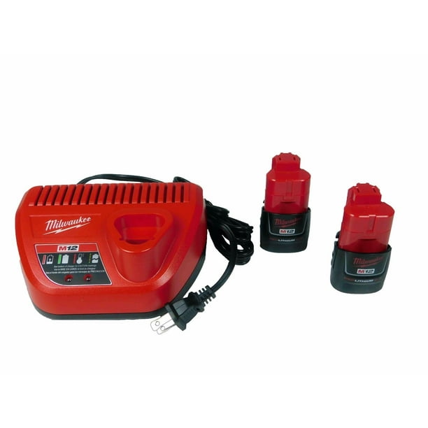 Milwaukee M12 Redlithium 12V 2Ah Battery 48 11 2420 Two Pack with Charger Walmart Business Supplies