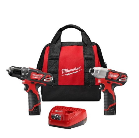 Milwaukee M18 18-Volt Lithium-Ion Brushless Cordless Compact Drill/Impact Combo Kit (2-Tool) W/ (2) 2.0Ah Batteries, Charger & Bag