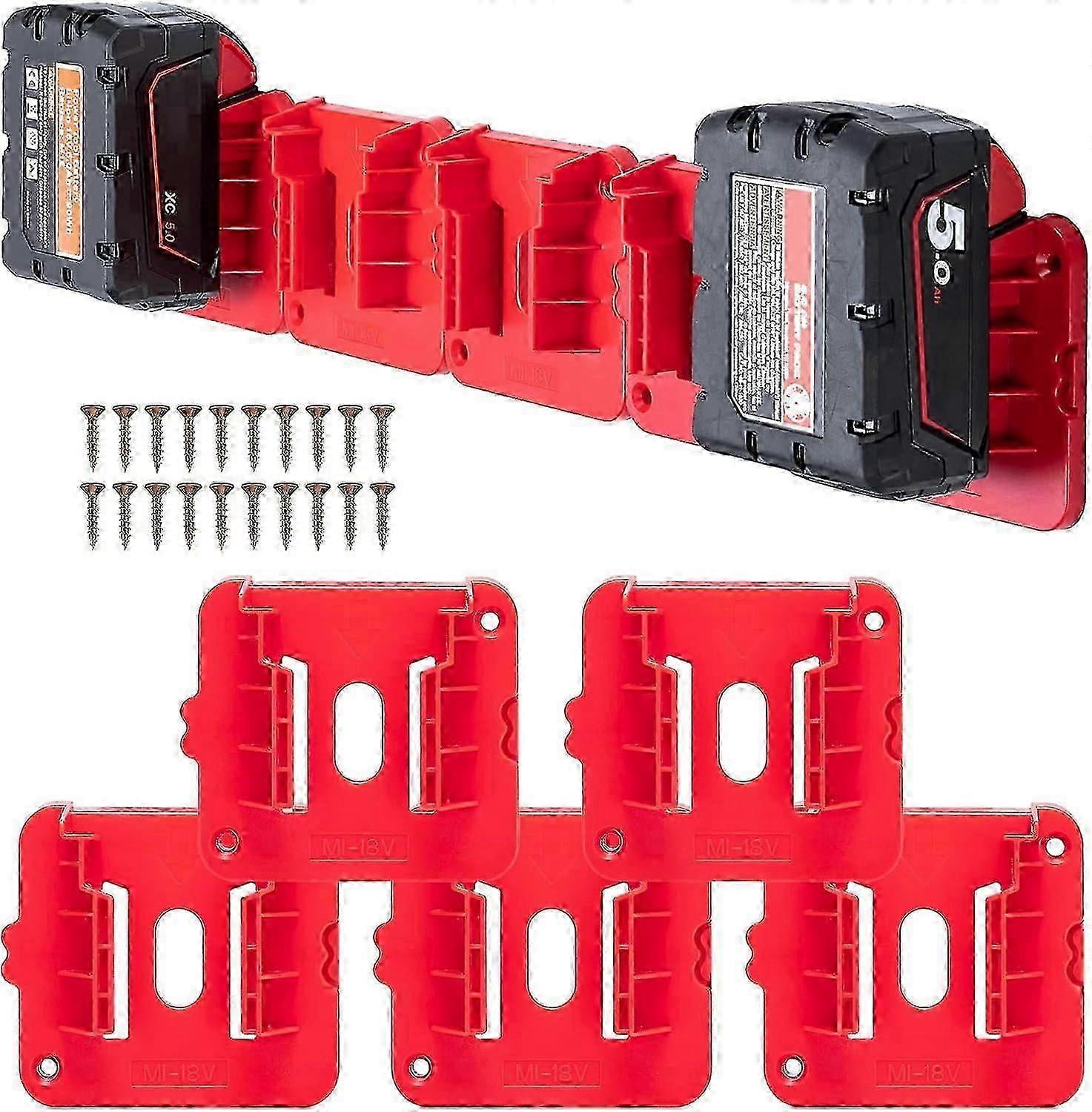 10-Pack Milwaukee M18 Battery Holders – Wall Mount Storage For 18V Tools, With Screws