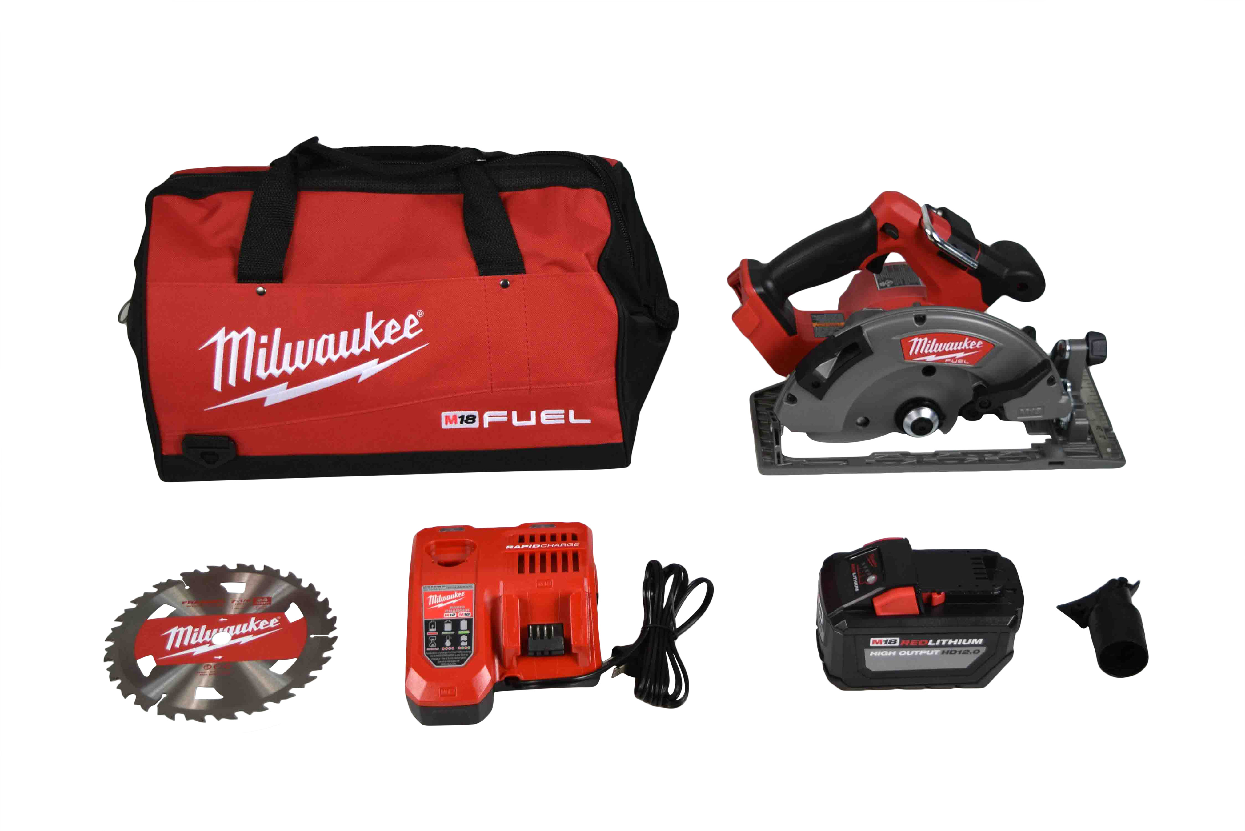 Milwaukee M18 18V Fuel 7-1/4" Circular Saw Kit 2732-21HD with 12Ah Battery, Charger, Contractor Tool Bag - image 1 of 9