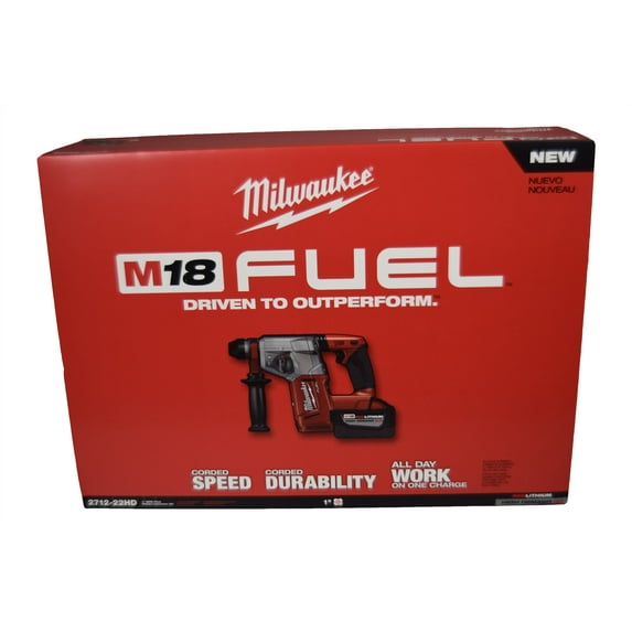 Milwaukee M18 Fuel 1" 18V Brushless Rotary Hammer Kit 2712-22HD with 9Ah Battery & Charger