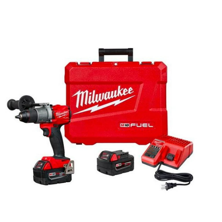Milwaukee M18 Fuel 18 Volt Lithium Ion Brushless Cordless 1 2 in. Hammer Drill Driver Kit with Two 5.0 Ah Batteries and Hard Case Walmart