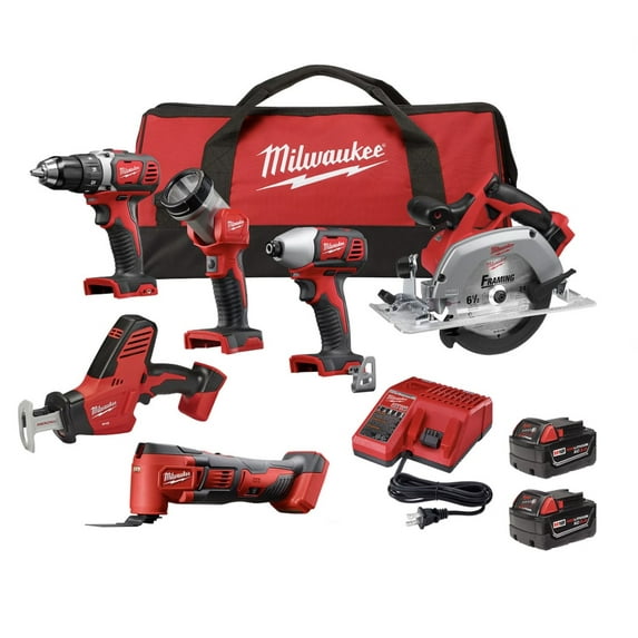 Milwaukee M18 Lithium-Ion Cordless Combo Kit (6-Tool) with Two Batteries