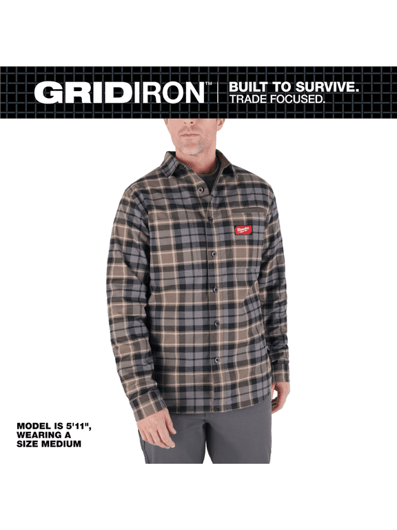Men's Medium Gray GRIDIRON Flannel Shirt