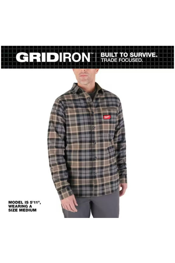 Men's Medium Gray GRIDIRON Flannel Shirt