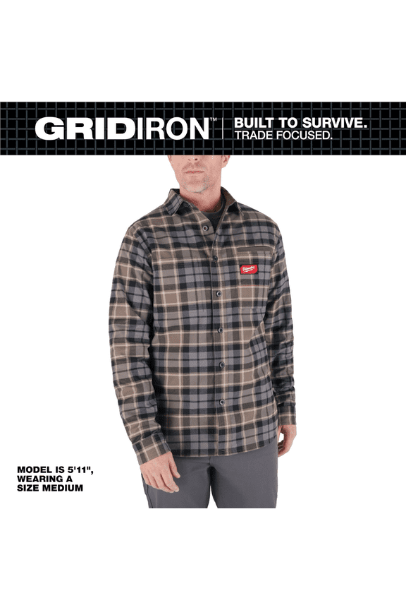 Men's X-Large Gray GRIDIRON Flannel Shirt