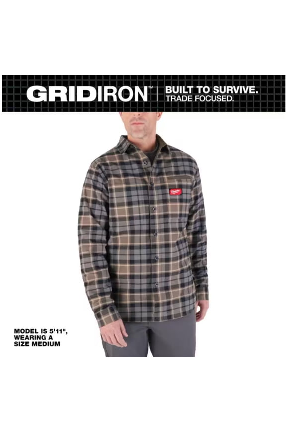 Men's X-Large Gray GRIDIRON Flannel Shirt