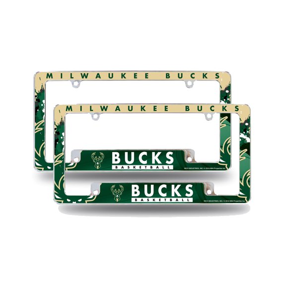 Milwaukee Basketball Buck's (Set of 2) Chrome Metal License Plate Frames with Bold Full Frame Design