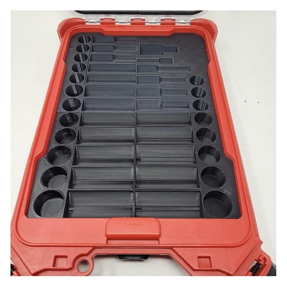 Milwaukee Packout Socket Organizer Insert - Low Profile Tray for Sockets - 2 Piece Black Storage Solution - Compatible with #22-8436