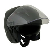 Milwaukee Performance Helmets MPH9805DOT 'Shift' Open Face 3/4 Matte Black Helmet for Men and Women Biker with Drop Down Tinted Visor Large