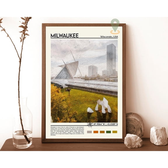 Milwaukee Print, Milwaukee Poster, Milwaukee Wall Art, Milwaukee Travel, Milwaukee Art Print, Milwaukee Artwork, Milwaukee, Wisconsin Print Wall Art, Modern Wall Decor, 8x12 UNFRAMED
