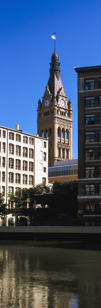 Milwaukee River with City Hall Milwaukee Wisconsin USA Canvas Art - Panoramic Images (6 x 18)