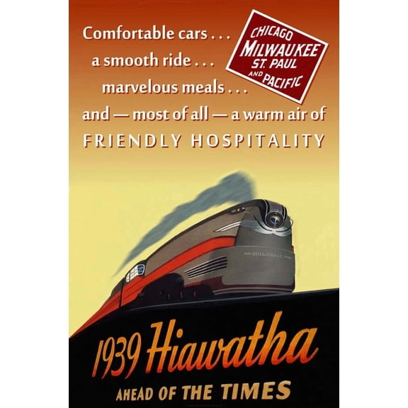 Milwaukee Road Hiawatha Railroad Train Poster Wisconsin Art Home Decor Office Wall Art