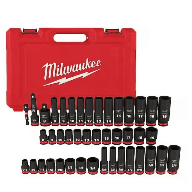 Milwaukee SHOCKWAVE 3/8 in. Drive SAE and Metric 6 Point Impact Socket Set  (43-Piece)