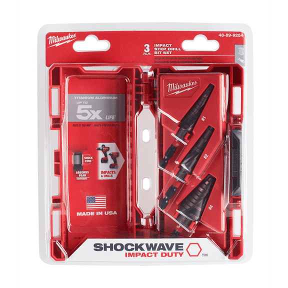 Milwaukee Shockwave 3-Piece Impact Duty Step Drill Bit Set 48-89-9254