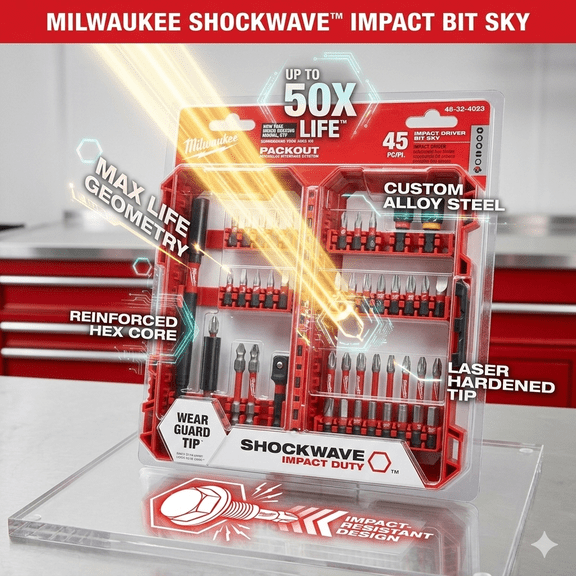 Milwaukee Shockwave Impact Duty Screwdriver Bit Set, 45-Piece, Alloy Steel, Durable Impact Driver Bits
