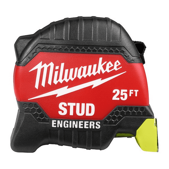 Milwaukee Tape Measure 25ft Stud Engineers Scale Durable Steel Blade High Vis Double Sided SAE