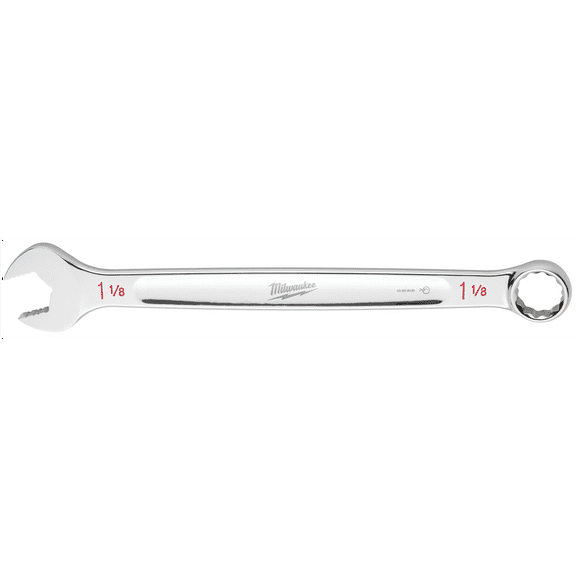 Milwaukee Tool 1-1/8" SAE Combination Wrench, 12-Point, Steel, Chrome, Ergonomic, I-Beam Handle