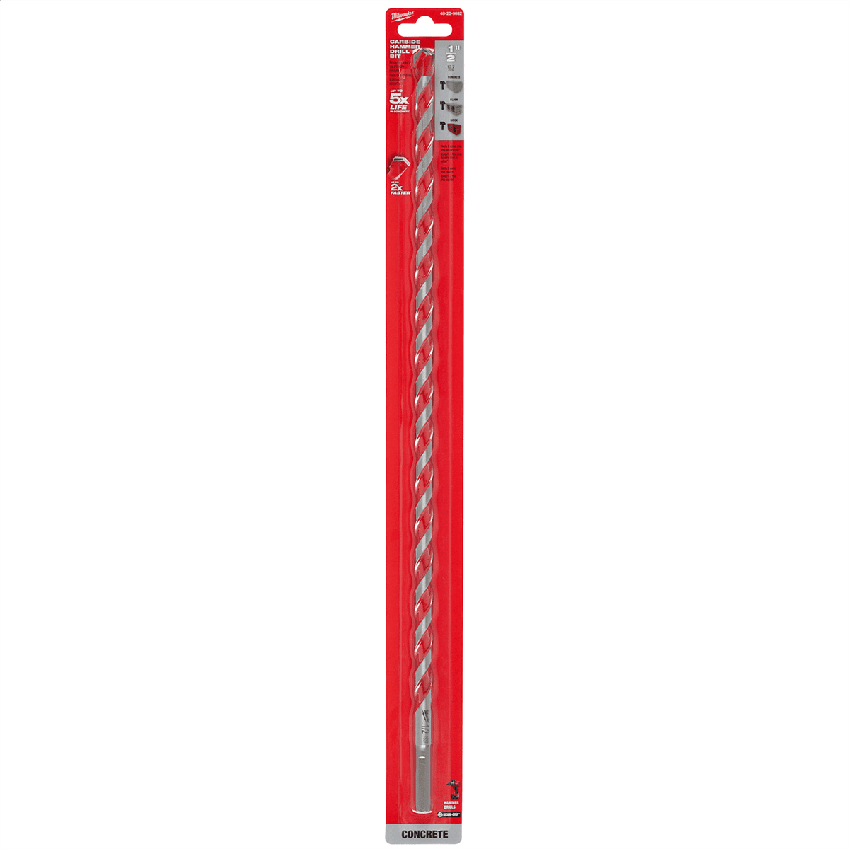 Milwaukee Tool 1/2" x 16" x 18" SHOCKWAVE Impact Duty Carbide Hammer Drill Bit with POWER TIP