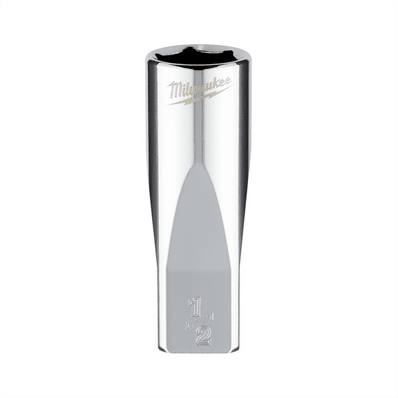 Milwaukee Tool 1/4" Drive1/2" SAE 6-Point Deep Socket with FOUR FLAT Sides, Vanadium Steel, Chrome