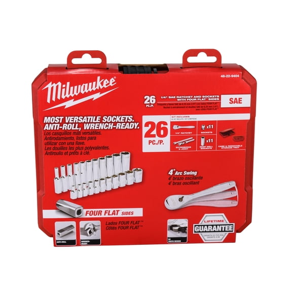 Milwaukee Tool 1/4-inch Socket Wrench & Set, 26 Piece