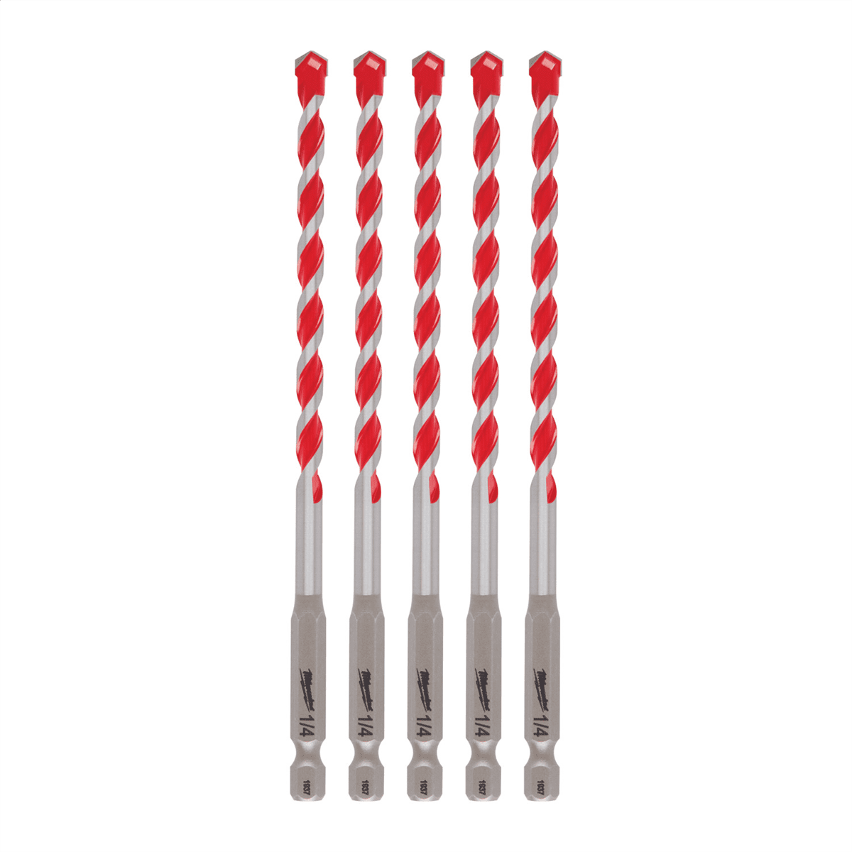 Milwaukee Tool 1/4" x 4" x 6" SHOCKWAVE Impact Duty Carbide Hammer Drill Bits - Bulk 5 PK