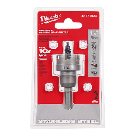 Pack of 1, Milwaukee 49-57-8617 1-7/32 In. One-Piece Carbide Hole Cutter