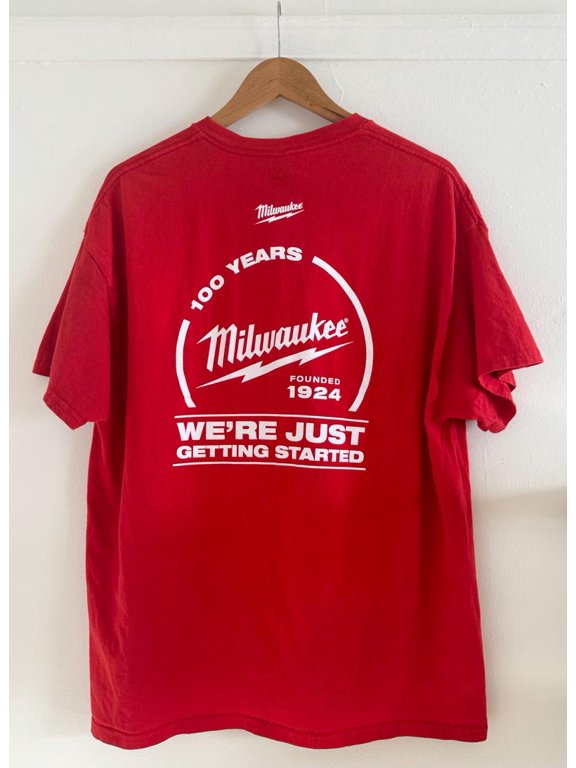 Milwaukee Tool 100 Years Red Graphic T-Shirt, Men’s XL, Anniversary Workwear Tee