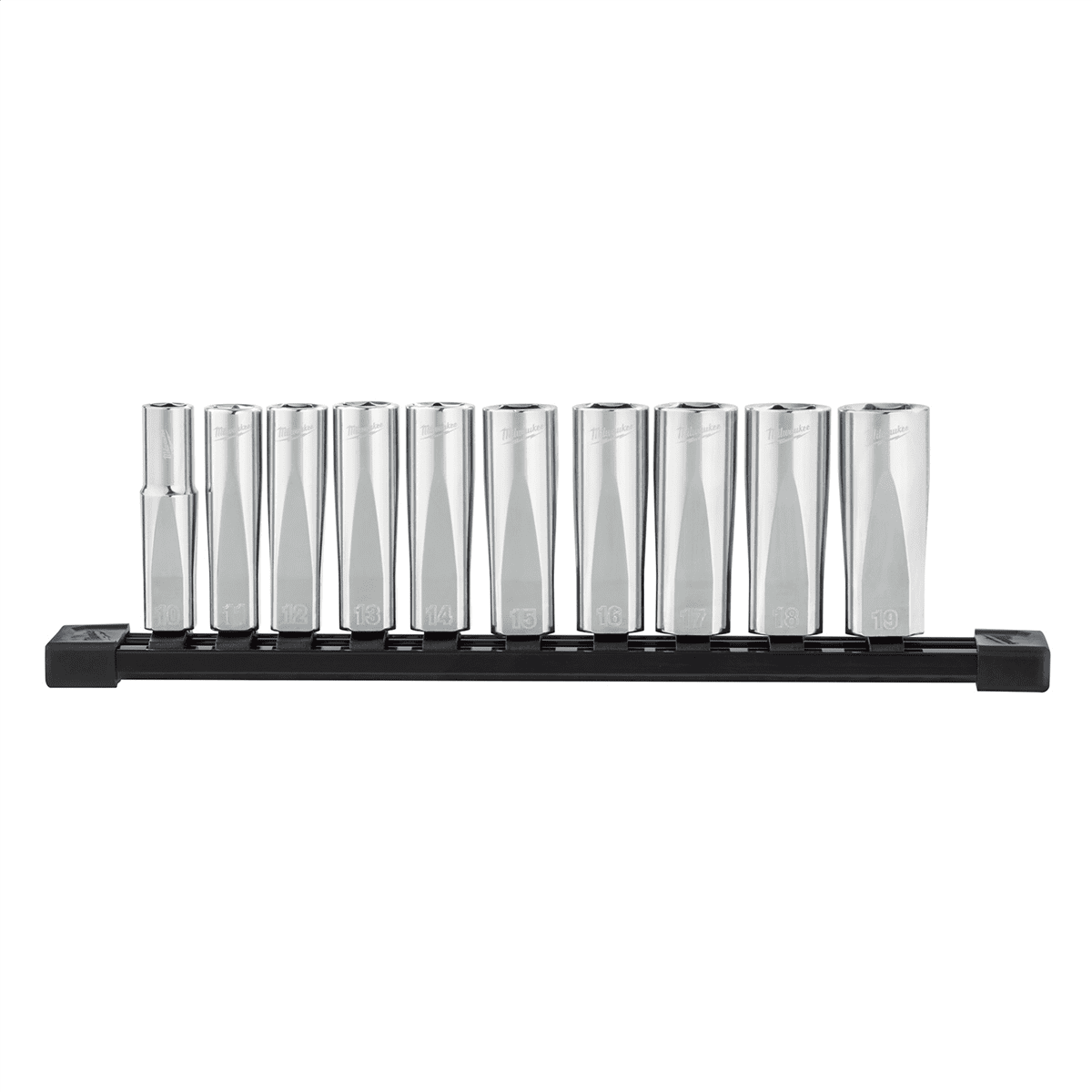 Milwaukee Tool 10pc 3/8" Metric Deep Well Sockets with FOUR FLAT Sides