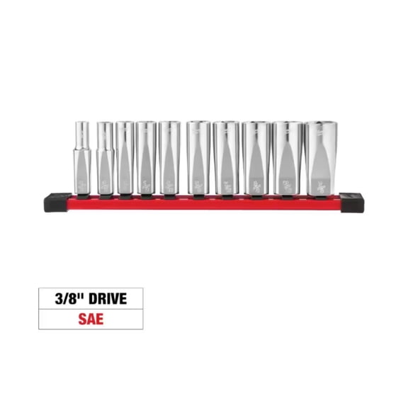 Milwaukee 48-22-9405 10-Piece SAE 3/8 in. Drive Deep Well Socket Set