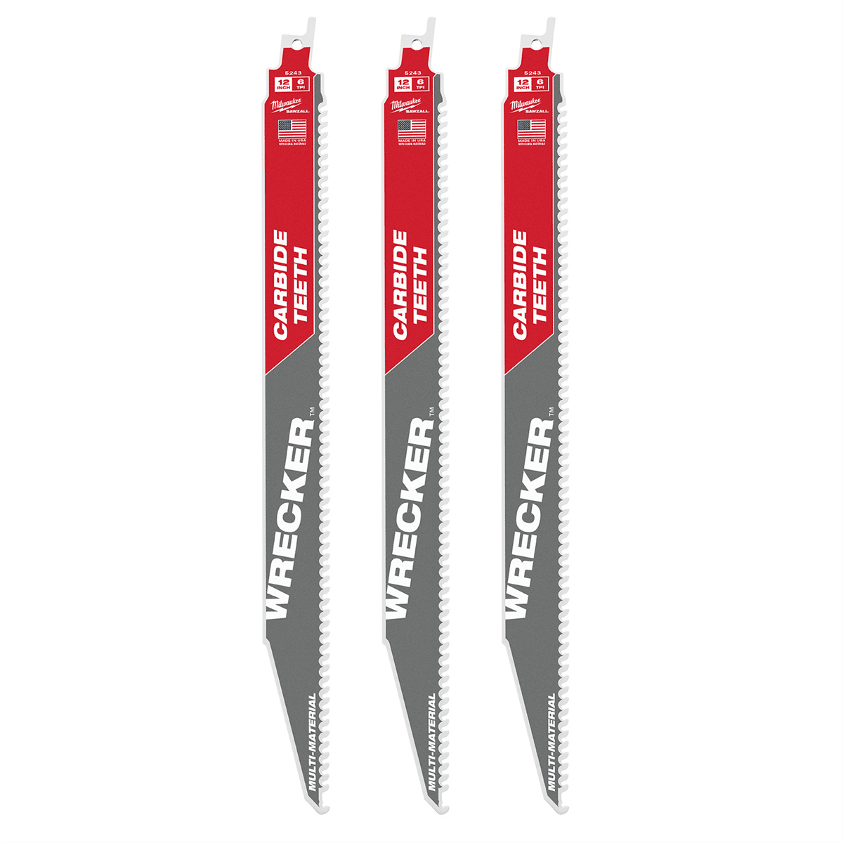 Milwaukee Tool 12" 6 TPI THE WRECKER with Carbide Teeth SAWZALL Blade 3PK