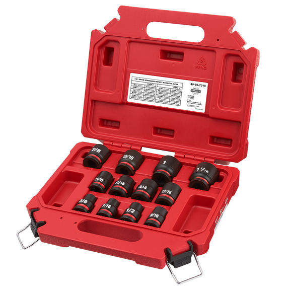 Milwaukee 49-66-7010 12-Piece SHOCKWAVE 6 Point Standard SAE 1/2 in. Drive Impact Socket Set