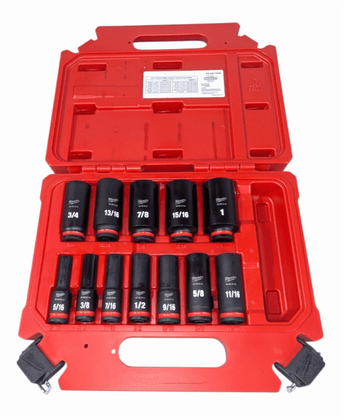 MILWAUKEE SHOCKWAVE Impact Duty 3/8 in. Drive SAE Deep 6-Point Socket Set (12-Piece) – Model 49-66-7006