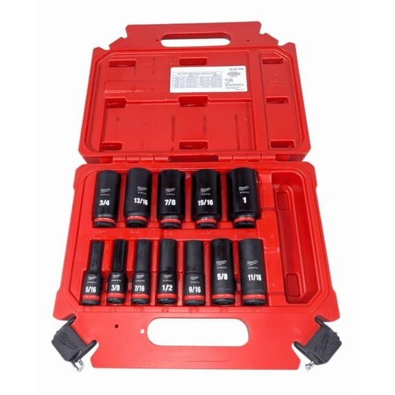 MILWAUKEE SHOCKWAVE Impact Duty 3/8 in. Drive SAE Deep 6-Point Socket Set (12-Piece)  Model 49-66-7006