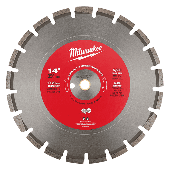 Milwaukee Tool 14" Asphalt & Green Concrete Segmented