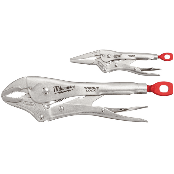 Milwaukee Tool 2 Pc. 10" CURVED JAW & 6" LONG NOSE TORQUE LOCK LOCKING PLIERS SET